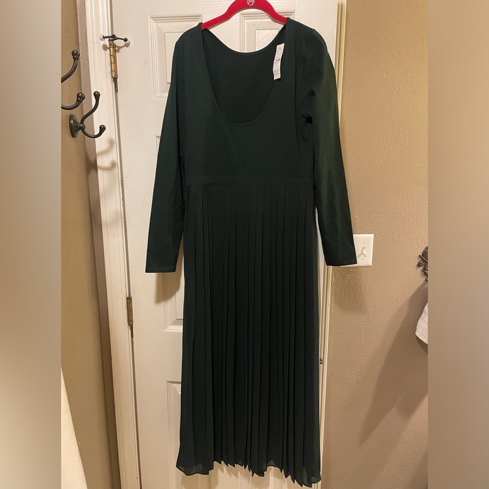 J. Crew Pleated ballet dress in stretch cotton blend Medium Dark Forest NWT - Picture 4 of 7